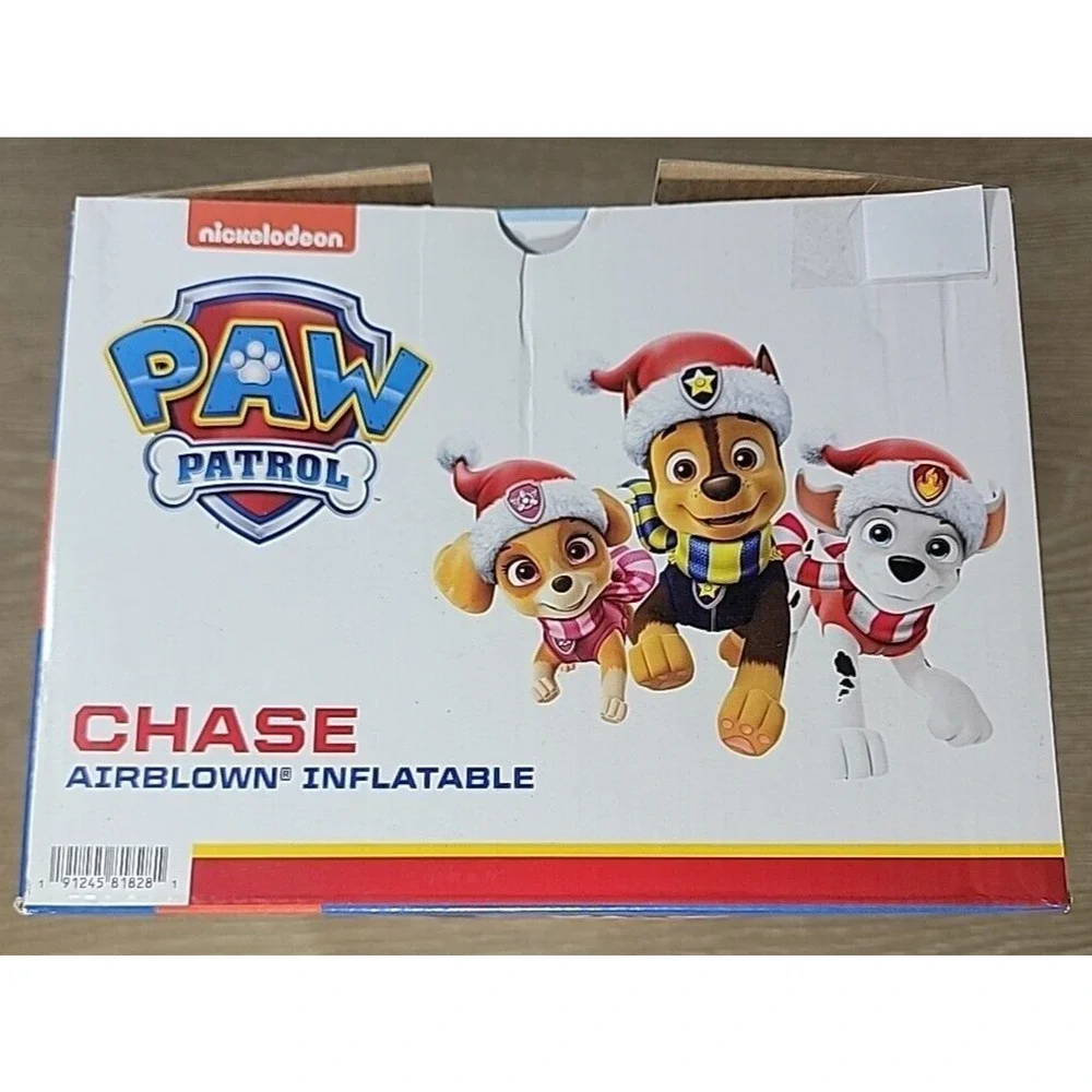 Gemmy 4.5' Airblown Paw Patrol Christmas Chase w‎ Santa Paws Sack Lights up NIB